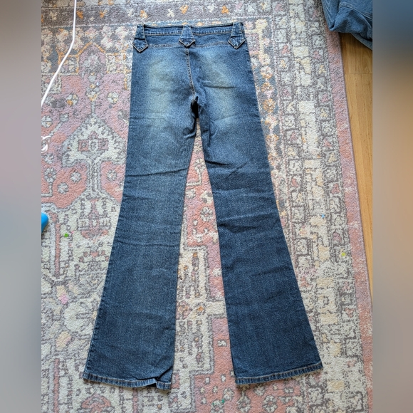 Vintage Y2k Low Rise Flare Jeans 70s Inspired Size 3 14" Waist Stretch Faded - Picture 2 of 2